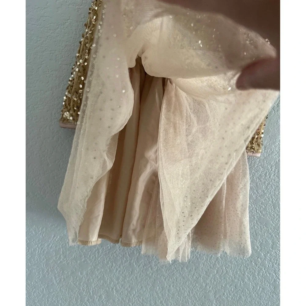 Little Girls Gold Sequence Party Dress - Excellent Condition